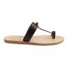 Braune Leder Thong Sandalen handgefertigt in Italien