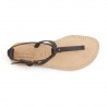 Sandale tong en cuir noir artisanales pour femme