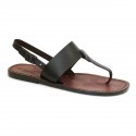 Thong sandals for women handmade in brown leather