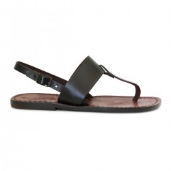 Thong sandals for women handmade in brown leather