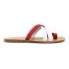 Men's flip flop sandals handmade in red and white leather