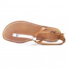 Handmade T-strap sandals Two tone tan silver Leather