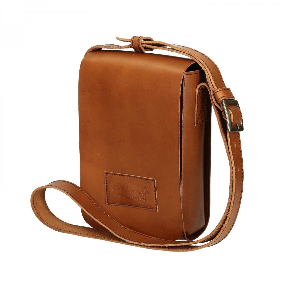 Natural leather shoulder bag long strap Handmade | Gianluca - The ...