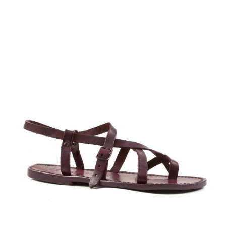Women's violet strappy sandals handmade in cuir leather | The leather ...