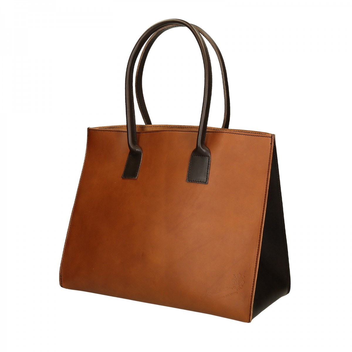 Tote bag for women Handmade in two tone leather | Gianluca - The leather craftsman