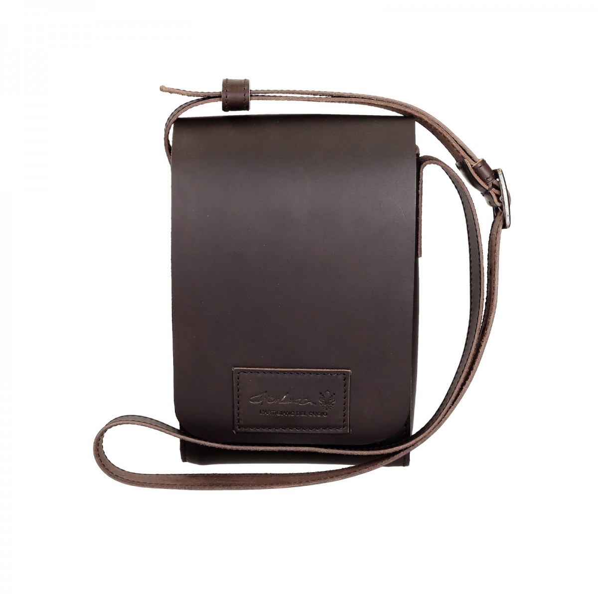 Brown leather cross body shoulder bag Handmade | Gianluca - The leather craftsman