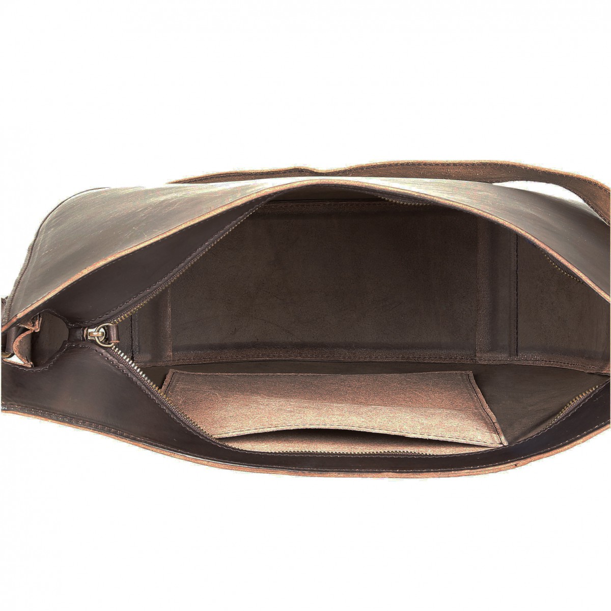 Handmade brown leather across shoulder bag | Gianluca - The leather craftsman