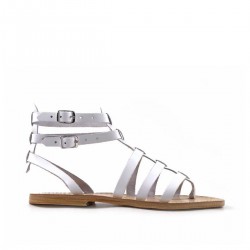 White gladiator sandals for ladies Handmade in Italy in genuine leather