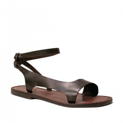Brown leather sandals for women Handmade in Italy