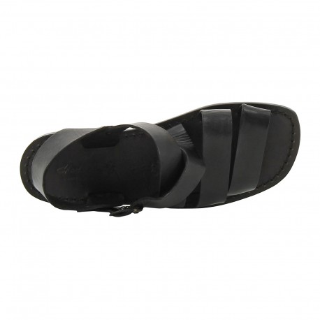Handmade in Italy mens sandals in black leather | The leather craftsmen