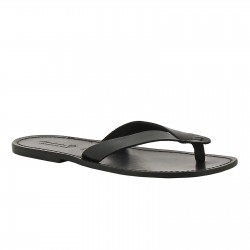 Handmade black leather thong sandals for men Made in Italy