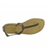 Handmade t-strap dark brown leather flat sandals for women