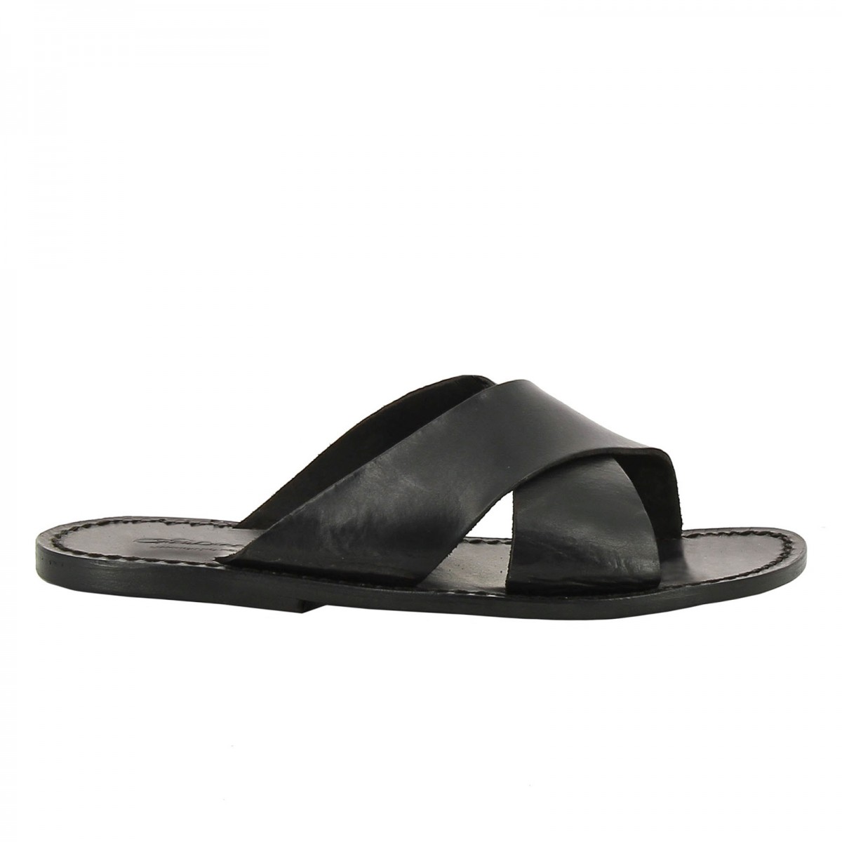 Mens leather slippers handmade in Italy in black leather | The leather ...