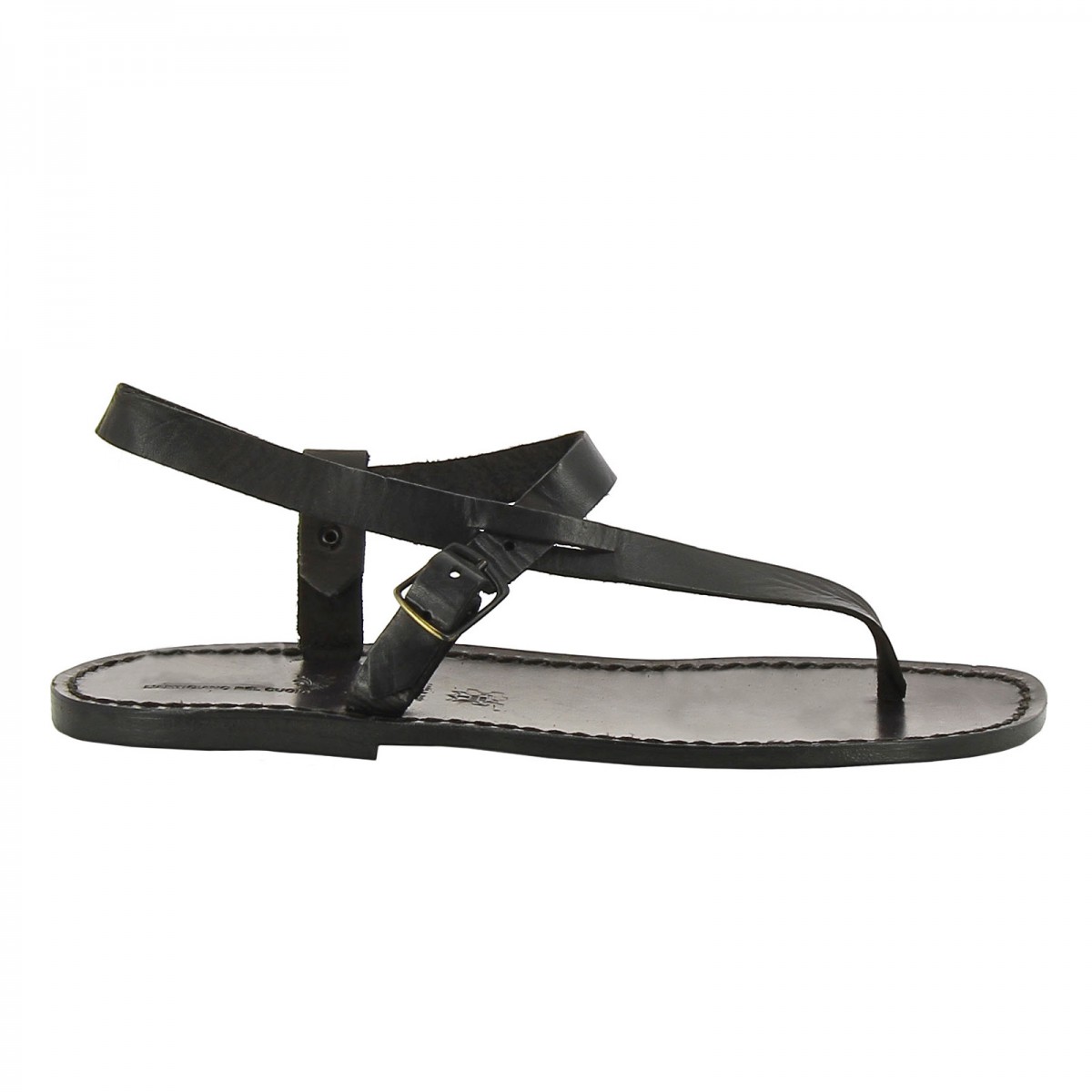 Handmade black leather thong sandals for men | Gianluca - The leather ...