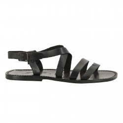 Handmade in Italy men's black leather Franciscan sandals