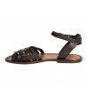Dunkelbraune Damen-Sandalen in Italien von Handgefertigt aus echtem Leder