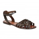 Handmade leather sandals for women brown color