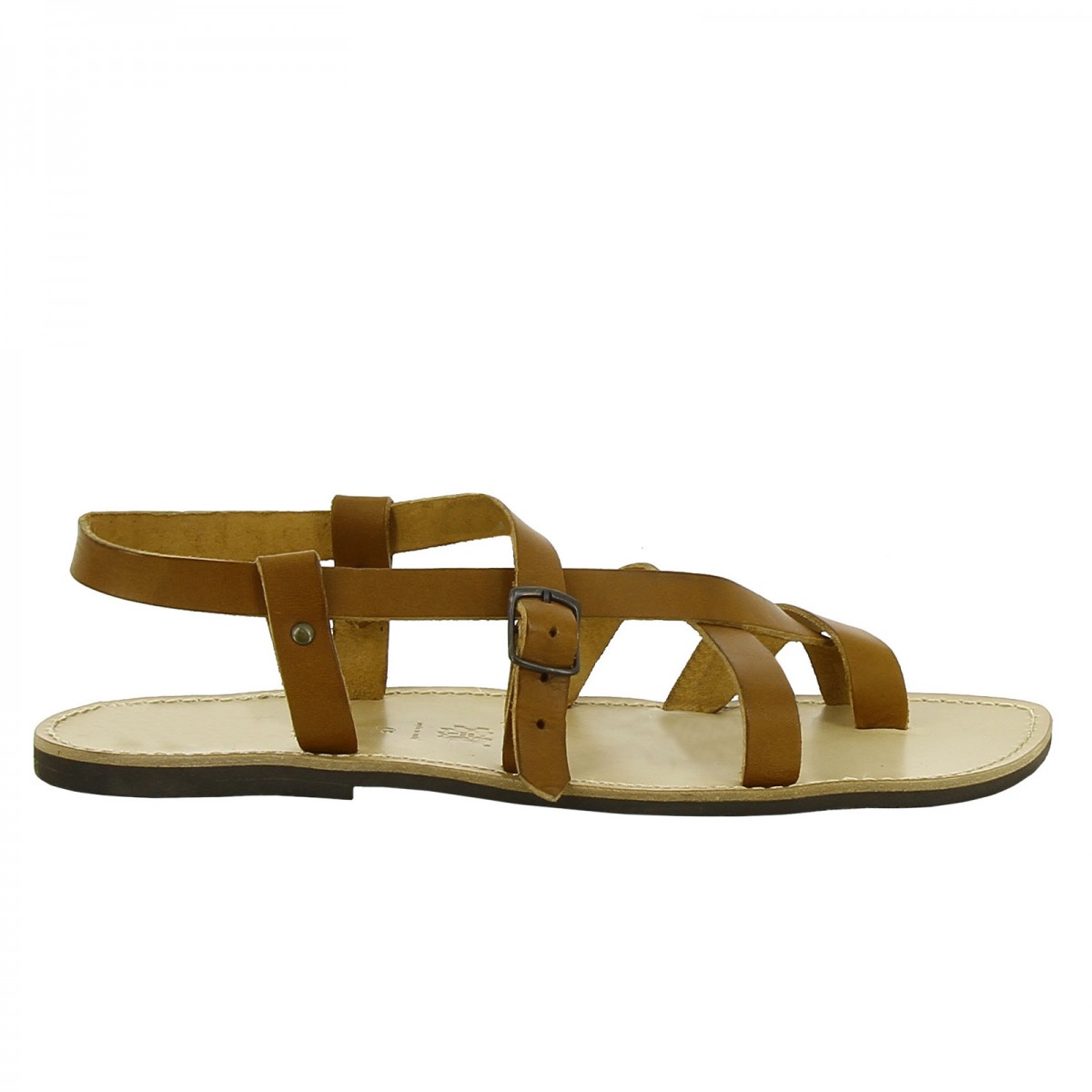 Handmade tan leather sandals for men with rubber sole | Gianluca - The ...