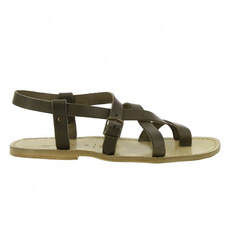 Gladiator sandals for men in mud color calf leather | Gianluca - The ...