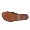 Brown leather slide sandals for women handmade