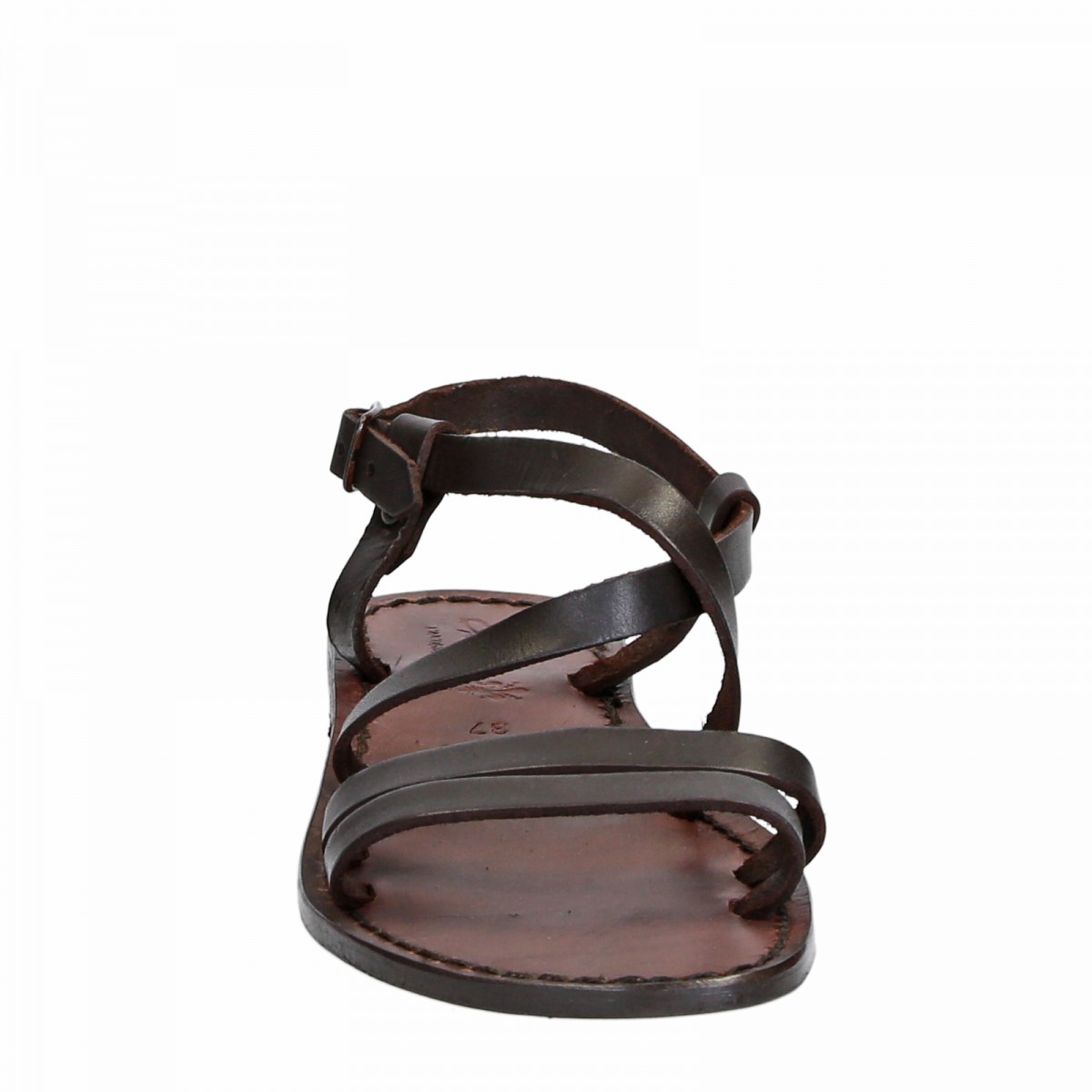 Women's brown leather sandals hand made in Italy | Gianluca - The ...