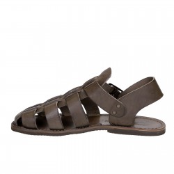 Handmade in Italy men's Franciscan sandals in mud color leather