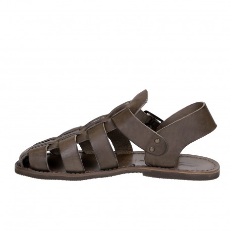 Handmade in Italy men's Franciscan sandals in mud color leather | The ...