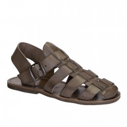 Handmade in Italy men's Franciscan sandals in mud color leather