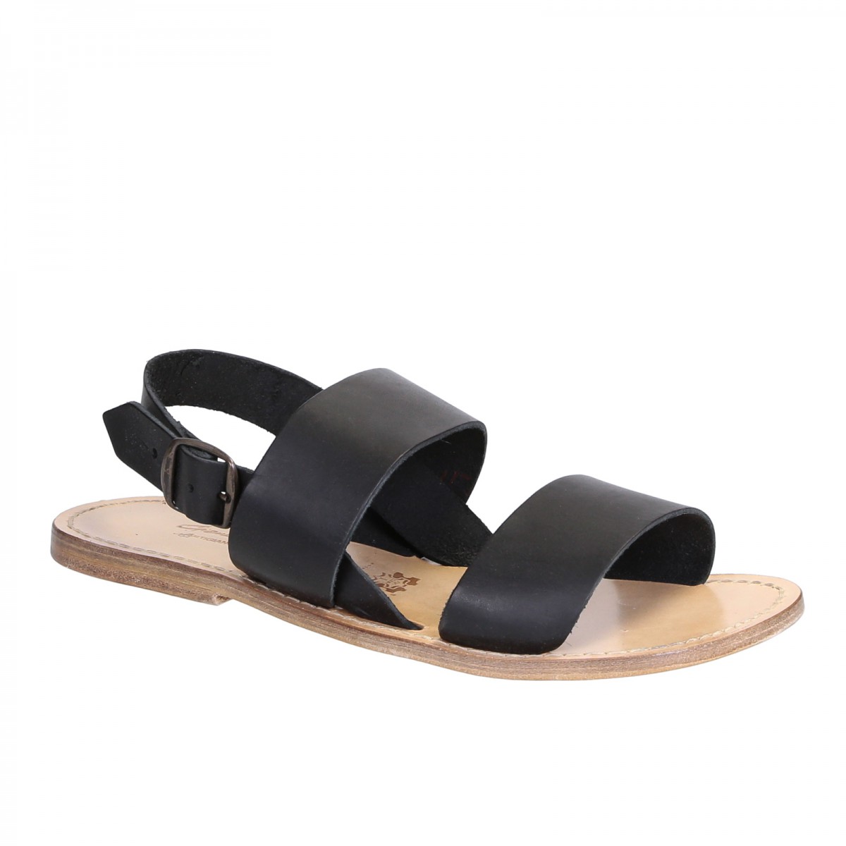 Black leather franciscan sandals for men with natural sole | The ...