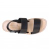 Black leather franciscan sandals for men with natural sole