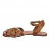 Sandalias planas hecho a mano en Italia para las mujeres reales de cuero marrón