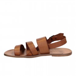 Tan leather sandals handmade in Italy for men's