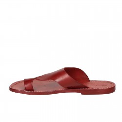 Sandale tong en cuir rouge pour femme artisanales