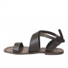 Women's sandals in mud color leather handmade in Italy