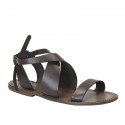Women's sandals in mud color leather handmade in Italy