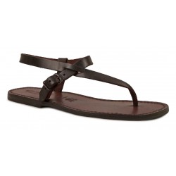 Handmade tan leather thong sandals for 