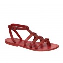 Rote Leder-Sandalen damen im Gladiator-Stil in Italien von Handgefertigt