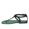Women's t-strap sandals in green Leather handmade in Italy