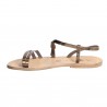 Sandales plates en cuir laminées bronze pour femme