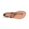 Handmade women's t-strap flat sandals in leather