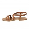 Women's tan leather sandals hand made in Italy