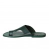 Green leather thong sandals for women handmade