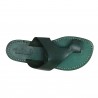 Green leather thong sandals for women handmade