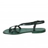 Handmade women's sandals in green leather Made in Italy