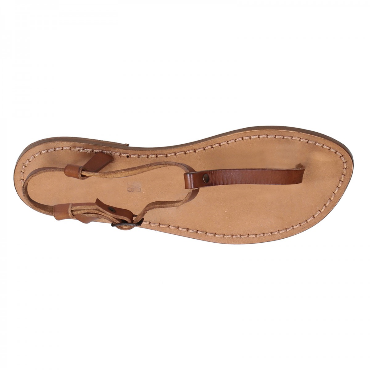 T-strap thong sandals in tan Leather handmade in Italy | The leather ...