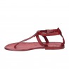 Damen-Riemchen-Sandalen aus rotem Leder in Italien von Handgefertigt