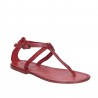 Women's t-strap sandals in red Leather handmade in Italy