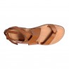 Sandalias de las mujeres en marrón claro cuero hecho a mano en Italia
