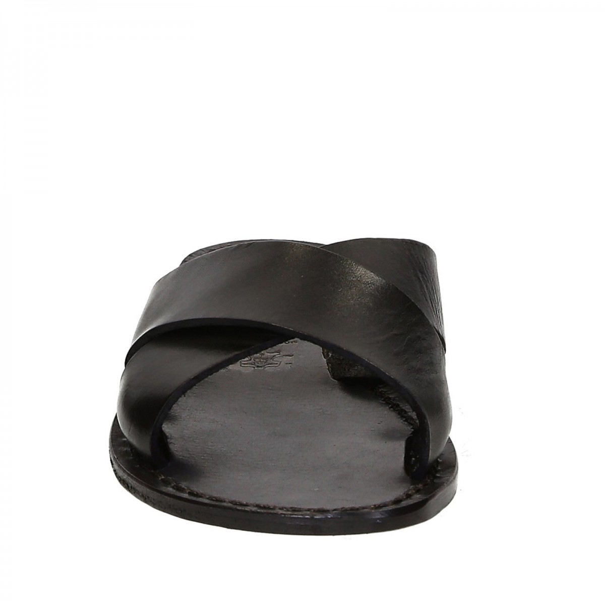 Black leather slide sandals for women handmade | Gianluca - The leather ...