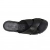 Black leather slide sandals for women handmade
